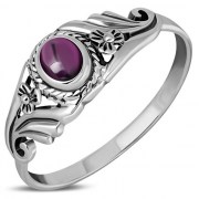 Ethnic Flower Design Garnet Ring, r491